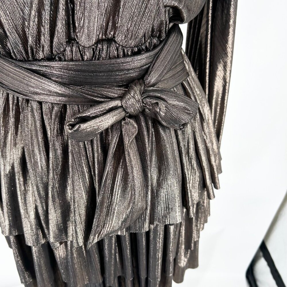 Bronx & Banco Bedouin Metallic Gold Tie Waist Mini Dress - Picture 6 of 9